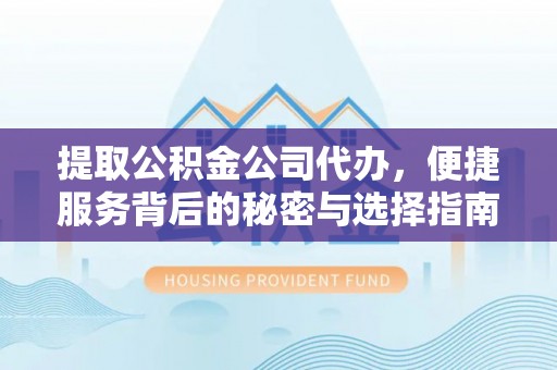莘县提取公积金公司代办，便捷服务背后的秘密与选择指南
