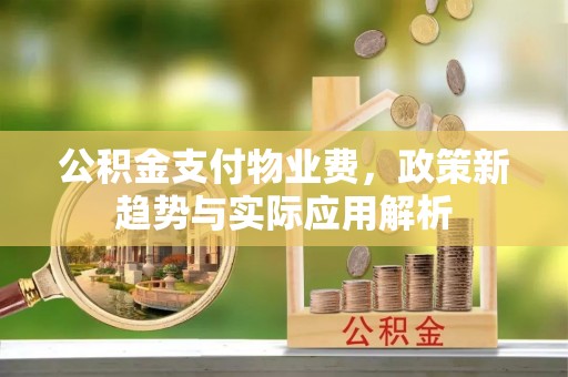 莘县公积金支付物业费，政策新趋势与实际应用解析