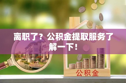 莘县离职了？公积金提取服务了解一下！